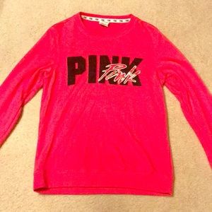 PINK keyhole crew neck